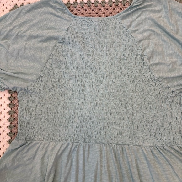 VGUC Torrid Cropped Top Women Sz 4X, Light Teal Shirred Short Sleeve Crop Top - Picture 8 of 14